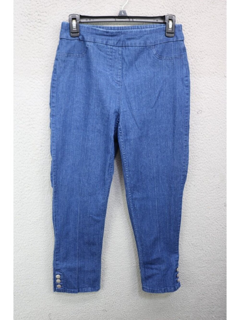 Soft Surroundings Pull On Denim Jeans-Size Small-Ankle Buttons-Preppy
